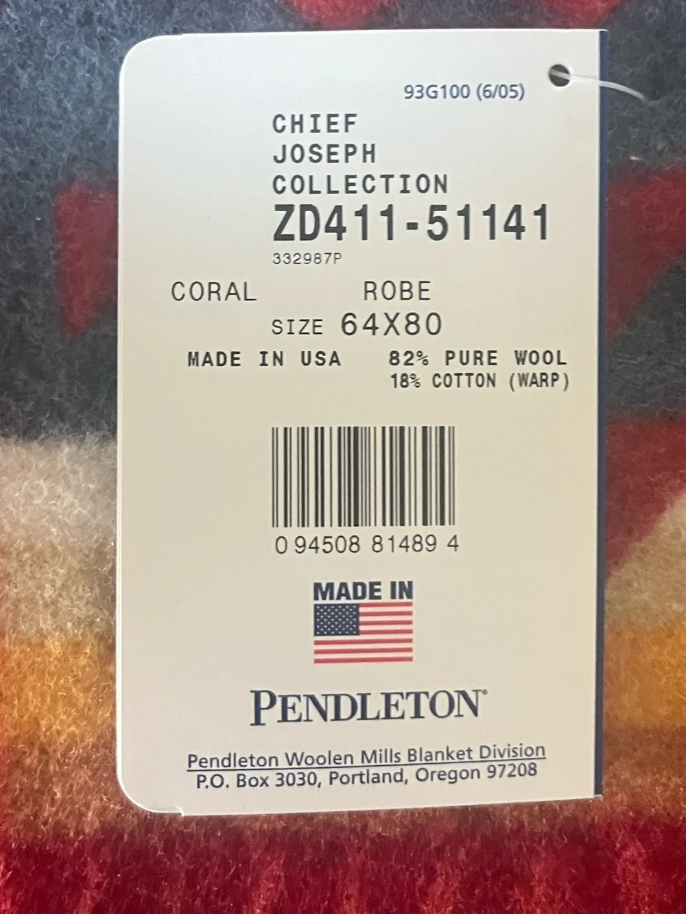 Pendleton Chief Joseph Collection 64” x 80” USA Made